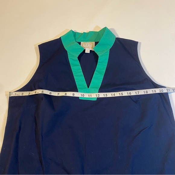 Sail To Sable Size XL Navy Blue & Kelly Green Color Block Sleeveless Shift Dress - Picture 5 of 8